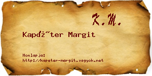 Kapéter Margit névjegykártya